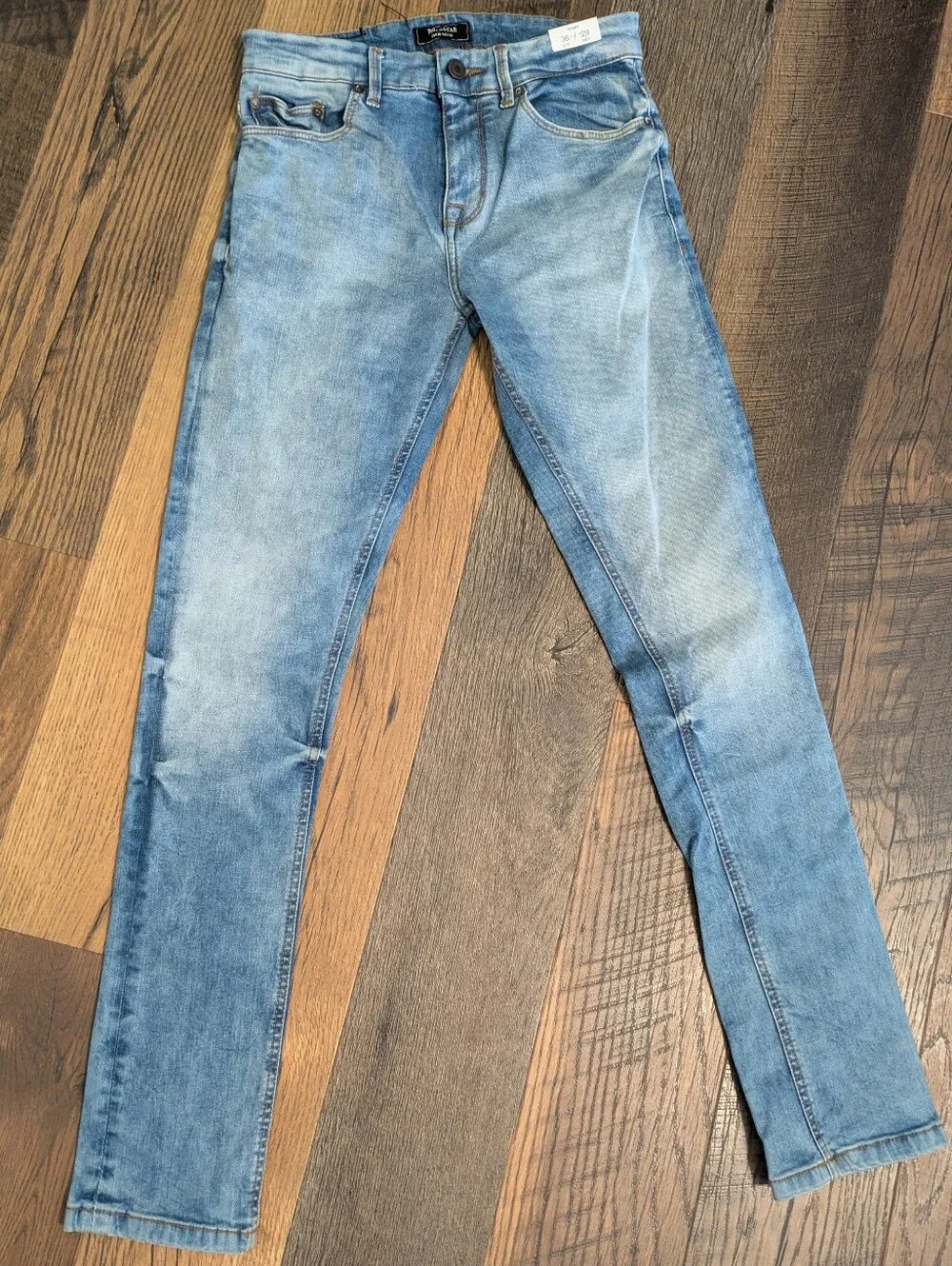 NWT Pull & Bear Men's Skinny Jeans Light Wash Blue Denim Size EUR 36 28x32